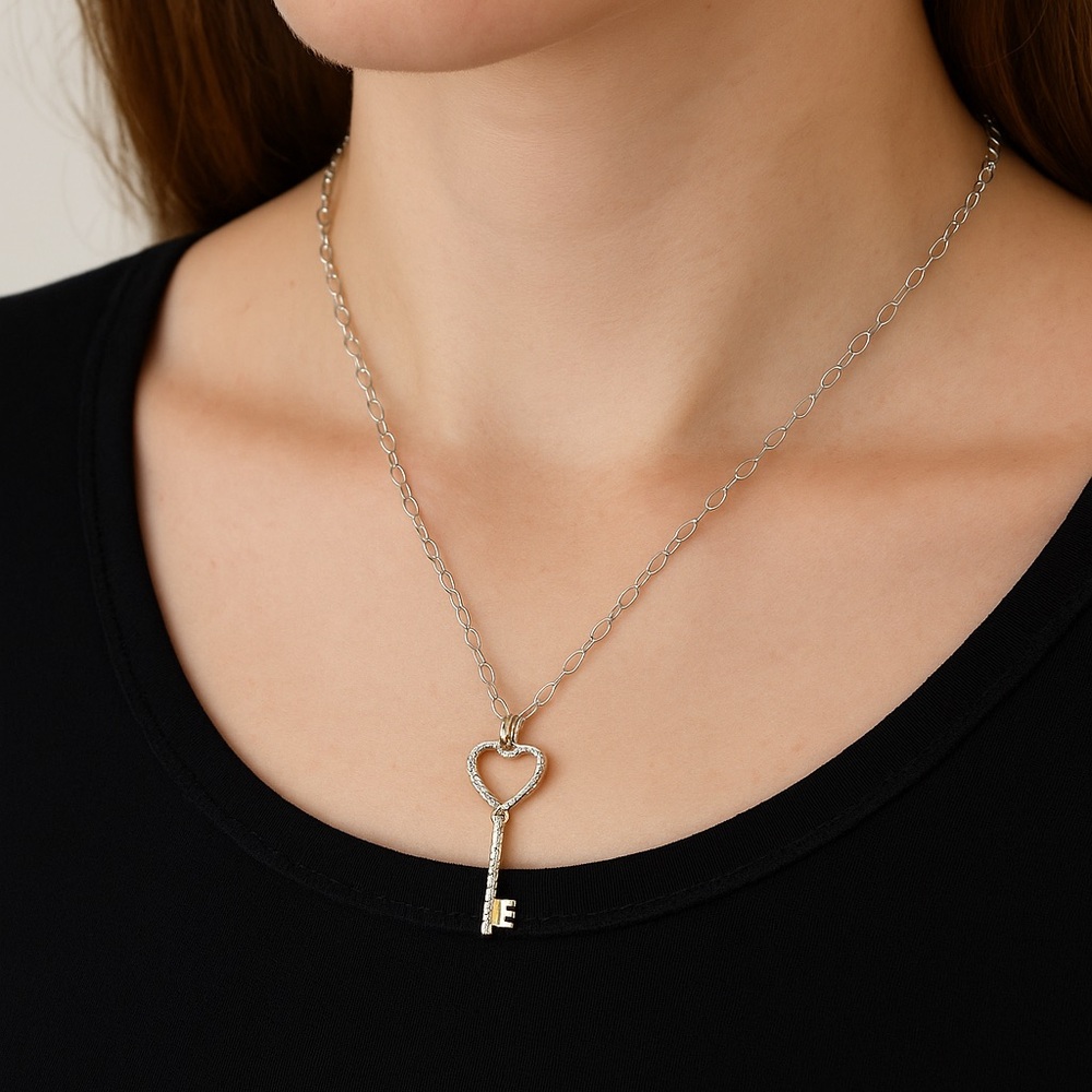Tiffany & Co RETIRED Heart Key Pendant Necklace - Picture 2 of 9